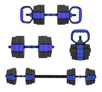 SPORTNOW 4 en 1 mancuernas ajustables 25 kg antideslizante pesas soporte soporte para bombas de fitness en casa, azul y negro
