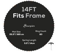 SPORTNOW - Alfombrilla de repuesto para trampolín (4,3 m) y muelles de 14 cm, con herramienta de tracción de resorte y 80 ganchos en V (no incluidos)