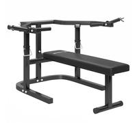 SPORTNOW Banco de levantamiento de pesas ajustable en altura, banco plano multifuncional de acero, para gimnasio y hogar, 150x150x60-85 cm, negro