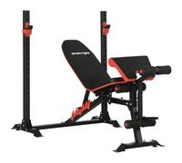 SPORTNOW Banco de Musculación con Soporte de Barras Altura Ajustable Negro | Banco de Pesas Multifuncional, Respaldo Reclinable, Entrenamiento Abdominal, Piernas, Brazos, Pecho y Mariposa, Carga 150 kg