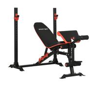 SPORTNOW Banco de Musculación Multifuncional con Respaldo Reclinable y Soporte de Barras Altura Ajustable 180x110x126 cm Negro Aosom España