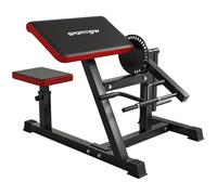 SPORTNOW Banco de musculación para bíceps, máquina de bíceps / tríceps 2 en 1, altura del asiento ajustable 5 niveles, soporte para mancuernas, carga máx. 120 kg, equipo de fitness, gimnasio