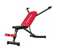 SPORTNOW Banco de Musculación Plegable, Respaldo Ajustable en 3 Niveles | Banco de Pesas, Plano/Inclinación/Declive, Bandas de Resistencia, para Entrenamiento en Casa Gimnasio