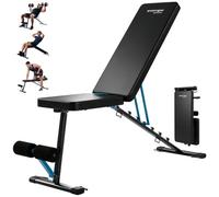 SPORTNOW Banco pesas ajustable plegable extensión piernas 7 niveles Verde | Banco entrenamiento, respaldo, acolchado ajustable, banco inclinado multi, carga 300 kg, entrenador espalda, para gym casa.