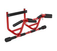 Sportnow barra de dominadas multifuncional barra de dominadas de pared con mangos antideslizantes carga 150 kg para ejercicio y entrenamiento en casa gimnasio rojo y negro 45 cm