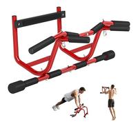 SPORTNOW Barra de Dominadas Multifuncional Barra de Dominadas de Pared con Mangos Antideslizantes Carga 150 kg para Ejercicio y Entrenamiento en Casa Gimnasio Rojo y Negro