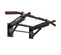 SPORTNOW Barra de Dominadas para Pared Plegable, Carga 120 kg, Negro | Barra de Dominadas con 3 Anillas para Bandas de Resistencia, Agarres Antideslizantes, Entrenamiento en Casa, Gimnasio