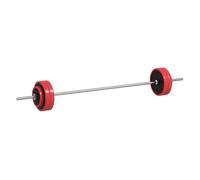 SPORTNOW Set de Musculación con 1 Barra y 6 Discos Barra de Pesas 30 kg con Mancuernas para Entrenamiento 170x26x26 cm Rojo Aosom España