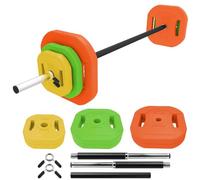 SPORTNOW Barra de Pesas con Discos 20/30kg, 140 cm, Set de Pesas Ajustables | Barra de Acero de 140 cm, 6 Discos de 2x5kg, 2x2,5kg, 2x1,5kg, 2 Clips, para Entrenamiento de Fuerza en Casa Gimnasio
