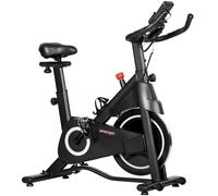 SPORTNOW Bicicleta Estática, Bicicleta de Ejercicio, Resistencia Magnética Ajustable, Pantalla LCD, Asiento Cómodo, 108x51x116cm, Blanco