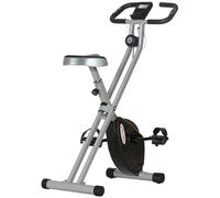 SPORTNOW Bicicleta Estática Plegable 8 Niveles Resistencia Magnética Monitor LCD Asiento Ajustable Sensor Ritmo Soporte Teléfono
