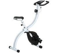 SPORTNOW Bicicleta estática plegable, bicicleta de fitness, 8 niveles de resistencia magnética, asiento ajustable, pantalla LCD, acero blanco