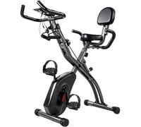 SPORTNOW Bicicleta Estática Plegable con 8 Niveles de Resistencia Volante Pantalla LCD Bluetooth Pulsómetro y Sillín Ajustable Aosom España