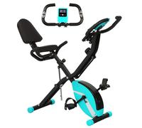 SPORTNOW Bicicleta Estática Plegable con Resistencia Magnética Monitor LCD y Bandas para Brazos 43x97x109 cm Verde