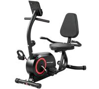 SPORTNOW Bicicleta reclinada para casa con 8 niveles de resistencia ajustable freno magnético APP sensor de pulso pantalla LCD correas para pies