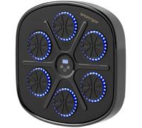 SPORTNOW Boxeo Pared Musical con 9 Modos de Velocidad Guantes Conexión Bluetooth Luces LED para Adultos y Niños en Casa Oficina