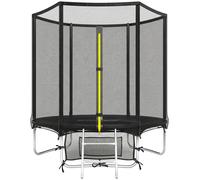 SPORTNOW Cama Elástica Exterior Ø183 cm Trampolín para Niños +6 Años Adultos con Red de Seguridad Escalera de 2 Peldaños Negro