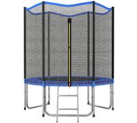 SPORTNOW Cama Elástica Exterior Ø183 cm Trampolín para Niños con Red de Seguridad Escalera y Acolchado de Muelles Azul