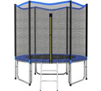 SPORTNOW Cama Elástica Exterior Ø244 cm Trampolín para Niños con Red de Seguridad Escalera y Acolchado de Muelles Azul