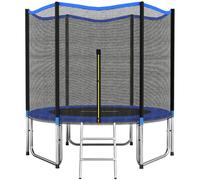 SPORTNOW Cama Elástica Exterior Ø305 cm Trampolín para Niños con Red de Seguridad Escalera y Acolchado de Muelles Azul