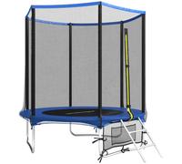 SPORTNOW Cama Elástica Niños Exterior Ø183 cm con Red de Seguridad Azul | Trampolín para Niños de +6 Años, Escalera de 2 Peldaños, Cubierta de Muelles, Bolsa de Almacenamiento, Carga 80 kg