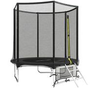 SPORTNOW Cama Elástica Niños Exterior Ø183 cm con Red Seguridad Negro | Trampolín para Niños de +6 Años, Escalera de 2 Peldaños, Cubierta de Muelles, Bolsa de Almacenamiento, Carga 80 kg
