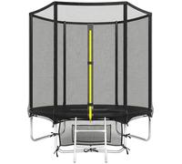 SPORTNOW Cama Elástica Niños Exterior Ø183 cm, Trampolín para Niños de +6 Años con Red de Seguridad, Escalera de 2 Peldaños, Cubierta de Muelles, Bolsa de Almacenamiento, Carga 80 kg, Negro