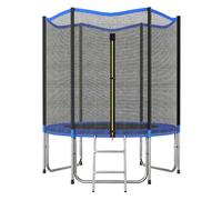 SPORTNOW Cama Elástica para Niños Exterior Ø183 cm, Trampolín para Niños de +6 Años con Red de Seguridad, Escalera, Acolchado de Muelles y Marco de Acero Galvanizado, Carga 80 kg