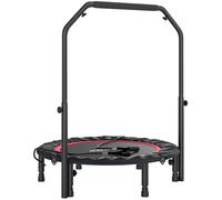 SPORTNOW Cama Elástica Plegable Ø102 cm con Mango Ajustable Marco de Acero para Entrenamiento Piernas Cuerpo Rojo y Negro