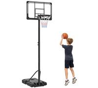 SPORTNOW Canasta de baloncesto ajustable de 6 alturas con base plegable y ruedas, PE, acero y poliéster, negro