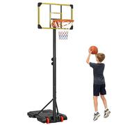 SPORTNOW Canasta de Baloncesto Altura Ajustable 178-208 cm con Ruedas Aro de Baloncesto para Adolescentes y Adultos con Base Rellenable para Exterior 75x56x210-240 cm Amarillo y Negro