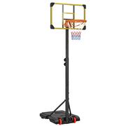 SPORTNOW Canasta de Baloncesto Altura Ajustable 178-208 cm con Ruedas Aro de Baloncesto para Adolescentes y Adultos con Base Rellenable para Exterior 75x56x210-240 cm Amarillo y Negro