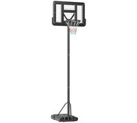 Sportnow canasta de baloncesto de exterior 2 en 1 con altura ajustable 230-305 cm aro de baloncesto para piscina con soporte canasta de baloncesto con ruedas base rellenable negro 370 cm