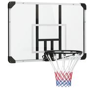 SPORTNOW Canasta de Baloncesto de Pared Aro de Baloncesto con Red y Marco de Acero para Exterior 113x61x73 cm Blanco y Negro