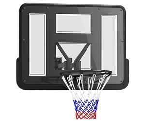 SPORTNOW Canasta de Baloncesto de Pared Tablero de Baloncesto con Panel Irrompible para Interior y Exterior 110x23x75 cm Negro