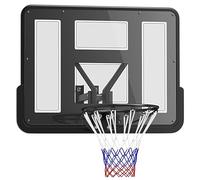SPORTNOW Canasta de Baloncesto de Pared, Tablero de Baloncesto para Interior y Exterior, con Panel Irrompible de 110x75 cm y Red Resistente a Desgarros, para Adultos y Niños, Negro
