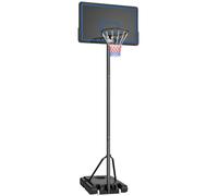 SPORTNOW Canasta de Baloncesto de Pie con Altura Ajustable de 1,35 a 3,05 m con Ruedas, Base de Lastre y Bolsa de Arena, Azul
