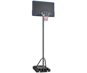 SPORTNOW Canasta de Baloncesto de Pie con Altura Ajustable de 1,35 a 3,05 m con Ruedas, Base de Lastre y Bolsa de Arena, Azul