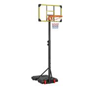 SPORTNOW Canasta de Baloncesto Exterior, Altura Ajustable 178-208 cm, Canasta de Baloncesto Portátil con Tablero Irrompible, Ruedas y Base Rellenable con Ranura, para Adolescentes y Adultos, Amarillo