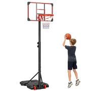 SPORTNOW Canasta de Baloncesto Exterior, Altura Ajustable 178-208 cm, Canasta de Baloncesto Portátil con Tablero Irrompible, Ruedas y Base Rellenable con Ranura, para Adolescentes y Adultos, Rojo