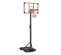 SPORTNOW Canasta de Baloncesto Exterior, Altura Ajustable 178-208 cm, Canasta de Baloncesto Portátil con Tablero Irrompible, Ruedas y Base Rellenable con Ranura, para Adolescentes y Adultos, Rojo