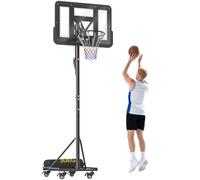 SPORTNOW Canasta de Baloncesto para Exterior Ajustable 235-305 cm Negro | Canasta de Baloncesto Portátil, Tablero Irrompible 110 cm, Ruedas, Saco de Peso, para Adolescentes y Adultos