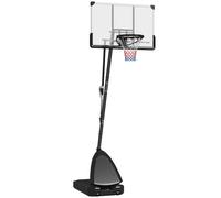 SPORTNOW Canasta de Baloncesto para Exterior Ajustable de 150-305 cm con Ruedas Base Rellenable y Sistema de Retorno Negro