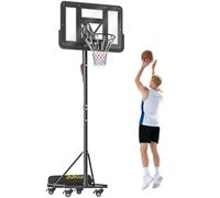 SPORTNOW Canasta de Baloncesto para Exterior, Altura Ajustable 235-305 cm, Canasta de Baloncesto Portátil con Tablero Irrompible 110 cm, Ruedas y Saco de Peso, para Adolescentes y Adultos, Negro