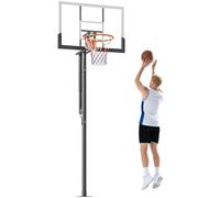 SPORTNOW Canasta de Baloncesto para Exterior en el Suelo, Altura Ajustable 230-305 cm, Canasta de Baloncesto con Soporte, Manivela, Tablero Irrompible 120 cm, Aro Ø48 cm, para Adolescentes y Adultos