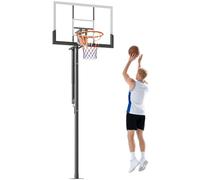 SPORTNOW Canasta de Baloncesto para Exterior en el Suelo con Soporte | Altura Ajustable 230-375 cm, Manivela, Tablero Irrompible 120 cm, Aro Ø48 cm, para Adolescentes y Adultos
