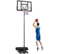SPORTNOW Canasta de baloncesto para exteriores, 135-305 cm, altura ajustable, soporte de baloncesto con 110 x 70 cm, pared trasera irrompible, 2 ruedas y saco de peso, cesta de baloncesto móvil para