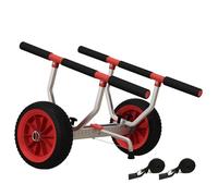 SPORTNOW Carro de transporte para kayak, stand-up paddle canoa, con ancho ajustable, ruedas grandes y marco de aluminio, 2 correas incluidas, color negro y rojo
