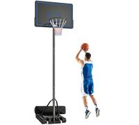 SPORTNOW Cesta de baloncesto con patas con altura ajustable de 1,35 a 3,05 m, cesta de baloncesto portátil al aire libre con ruedas, panel trasero de PE, base de lastre y bolsa de arena, azul