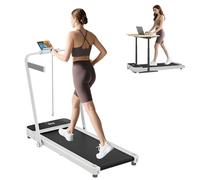 SPORTNOW Cinta de Correr Plegable 10% Inclinación, Andar Caminadora Eléctrica 0-12 KM/H, Debajo del Escritorio 2 en 1 con 2.5HP, Pantalla LED, Control Remoto y Soporte Integrado, para Casa y Oficina